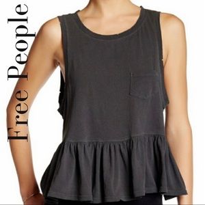 Free People army green gathered hem top